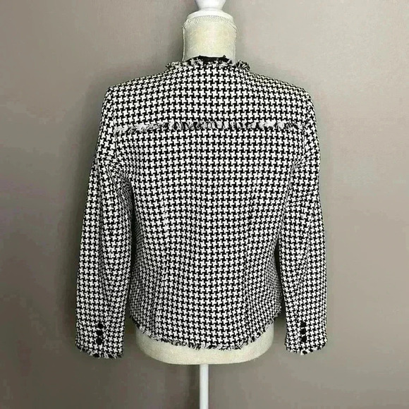 Karl Lagerfeld Paris Tweed Lightweight Motorcycle Jacket Black/White Size XS NWT - Picture 5 of 12